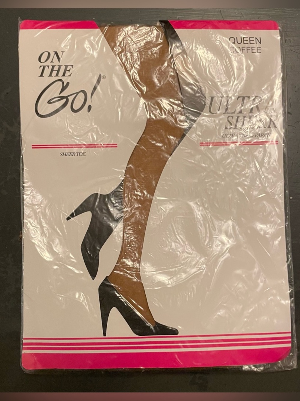 On the Go pantyhose tights size Queen Coffee Sheer Toe Hosiery - Brown